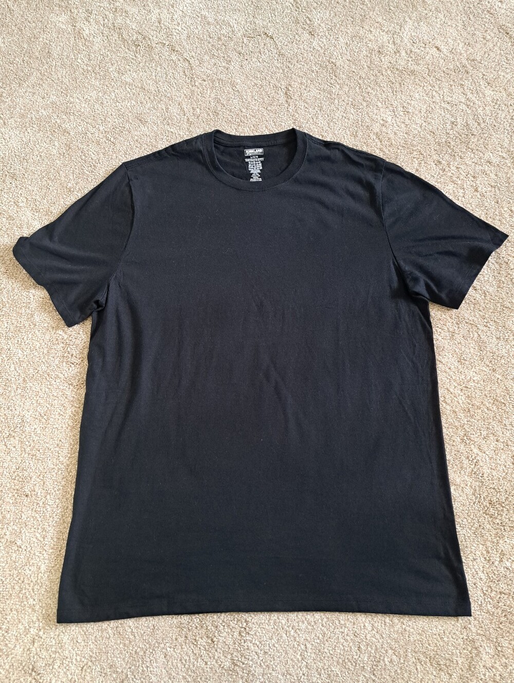Kirkland Signature Black Short Sleeve Crew Neck Tee Cotton Classic Casual Large